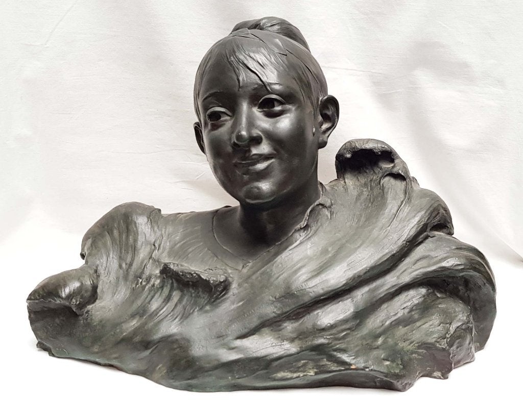 Buste en bronze Art Nouveau - Joseph François BELIN., Antiquités & Art, Enlèvement ou Envoi, Marqué, Brons, Buste