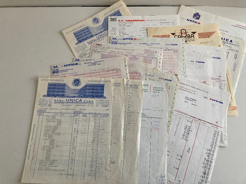 Lot anciennes factures pour l'achat jouets (voitures, poupée, Enlèvement ou Envoi, Utilisé, Autres types