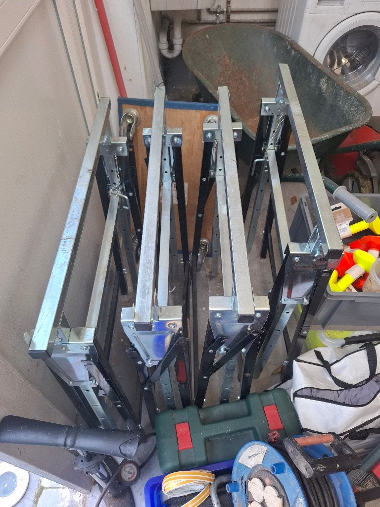 schragen en multiplex, Doe-het-zelf en Bouw, Ophalen, Gebruikt, Multiplex, 20 tot 50 mm
