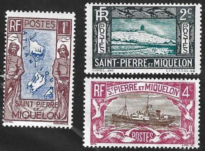 3 Postzegels Saint-Pierre en Miquelon 1932 Diverse onderwerp, Ophalen of Verzenden, Postfris, Noord-Amerika