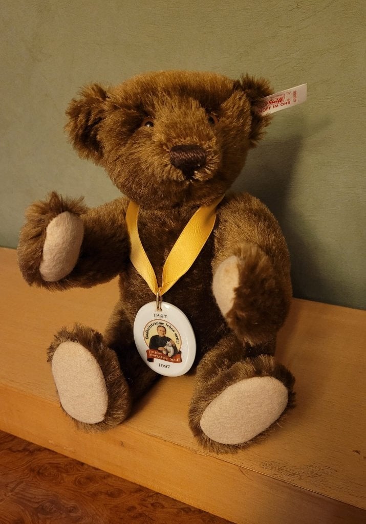 VINTAGE steiff bruine beer 150 jaar Steiff, Verzamelen, Beren en Cherished Teddies, Ophalen of Verzenden, Nieuw, Stoffen beer
