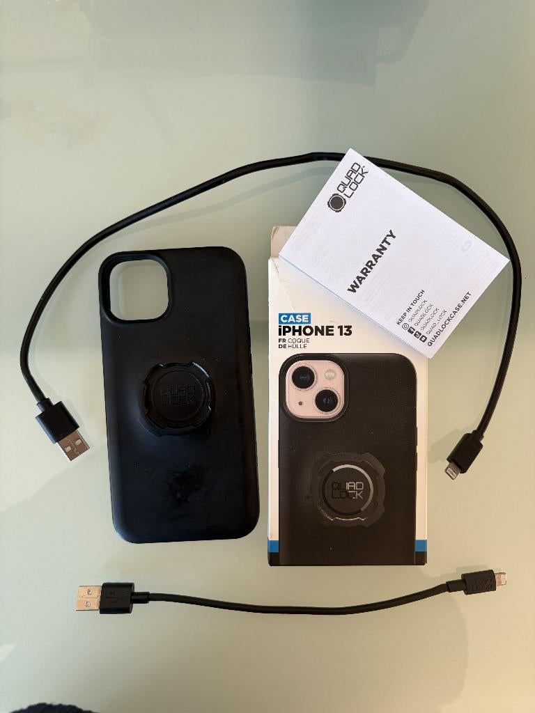Quad Lock Iphone 13 + Cables Lightning 20 + 40 cm, Télécoms, IPhone 13, Façade ou Cover, Quad Lock, Plastique