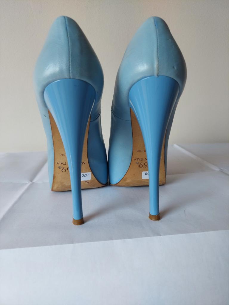 870B* 1969 sexy escarpins bleus full cuir high heels (36), Escarpins, Comme neuf, Bleu, Envoi