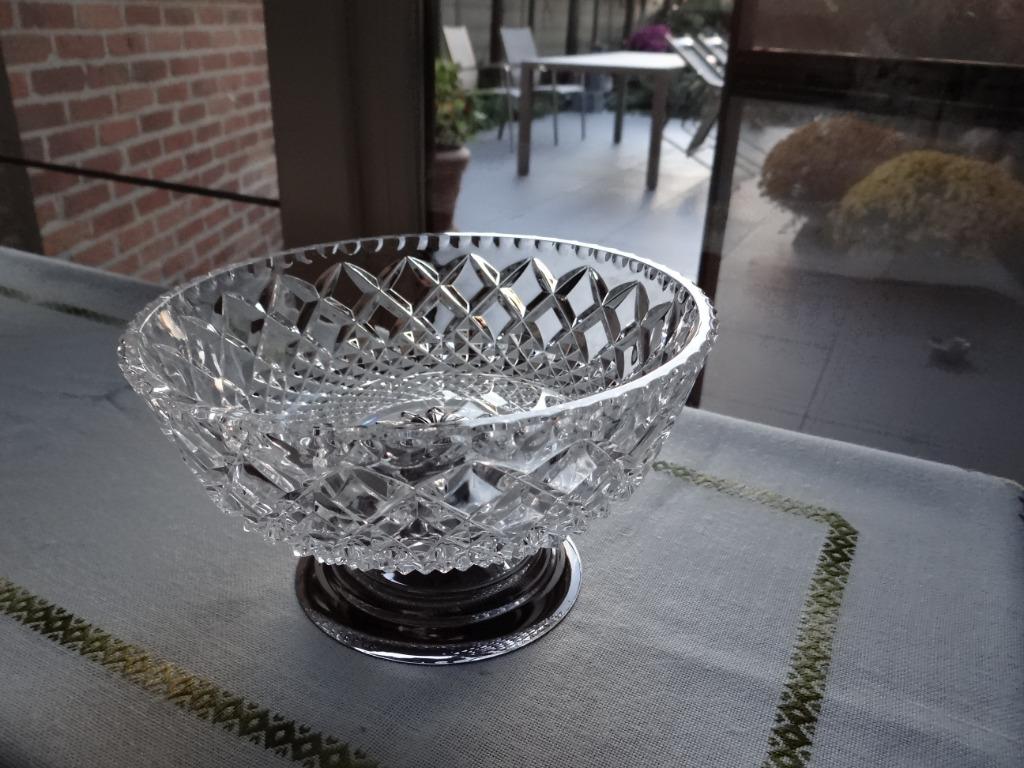 Coupe à fruits en cristal VINTAGE (1979) sur socle en métal, Enlèvement ou Envoi