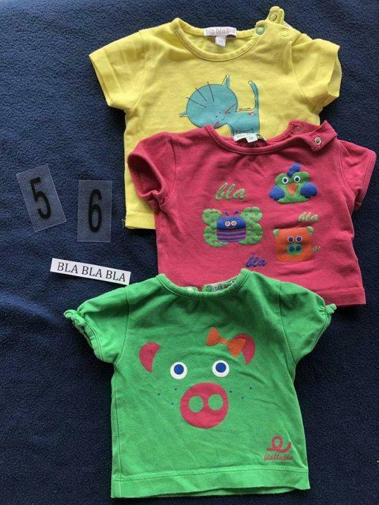 T-shirts baby bla bla bla 3 eur /stuk 56, Enlèvement ou Envoi, Utilisé, Garçon ou Fille, Chemise ou Chemisier