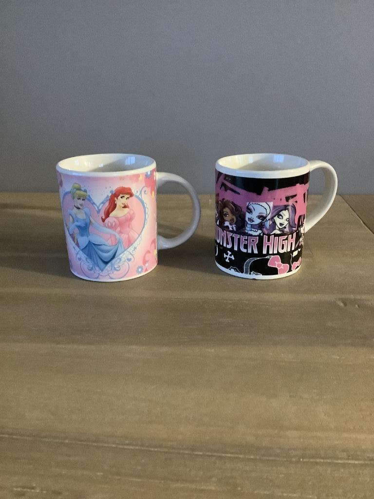 Tasses Monster High et princesses, Enlèvement ou Envoi, Céramique, Utilisé, Autres styles