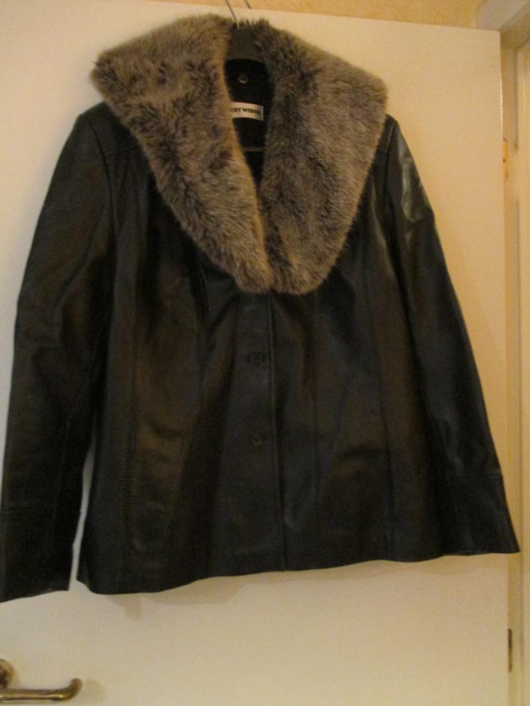 Zwart lederen jasje Gerry Weber 46, Ophalen of Verzenden, Zo goed als nieuw, Zwart, Jasje