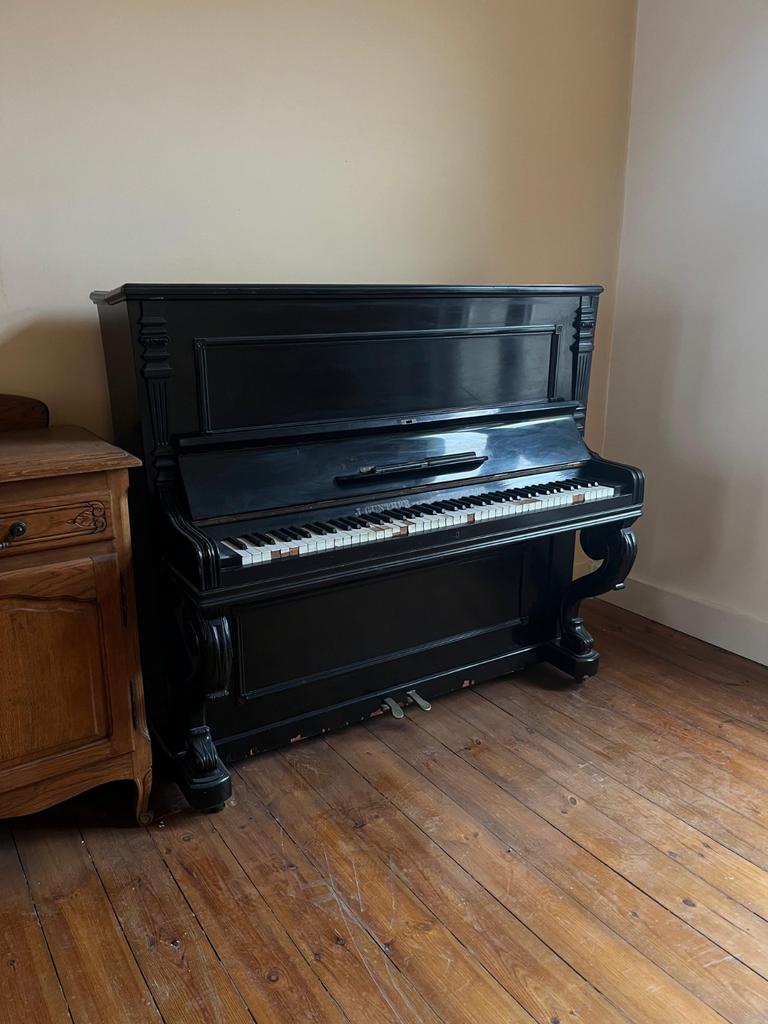 Piano droit noir J. GUNTHER, Muziek en Instrumenten, Ophalen, Gebruikt, Zwart, Piano