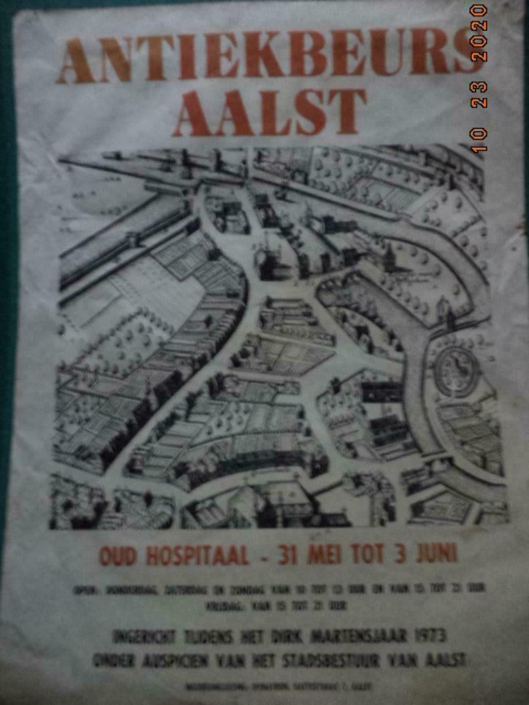 Aalst: Affiche: Antiekbeurs Aalst 1973 (Dirk Martensjaar)., Verzamelen, Ophalen of Verzenden, Gebruikt