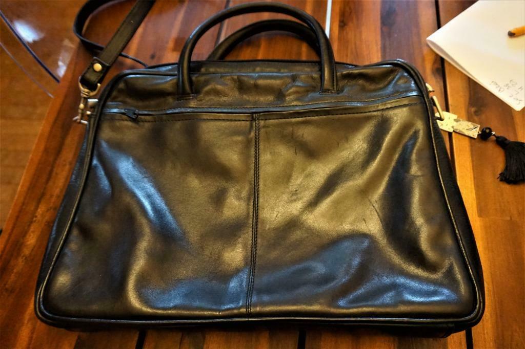 sac ordinateur cuir noir, Ophalen of Verzenden, Zo goed als nieuw, Schoudertas