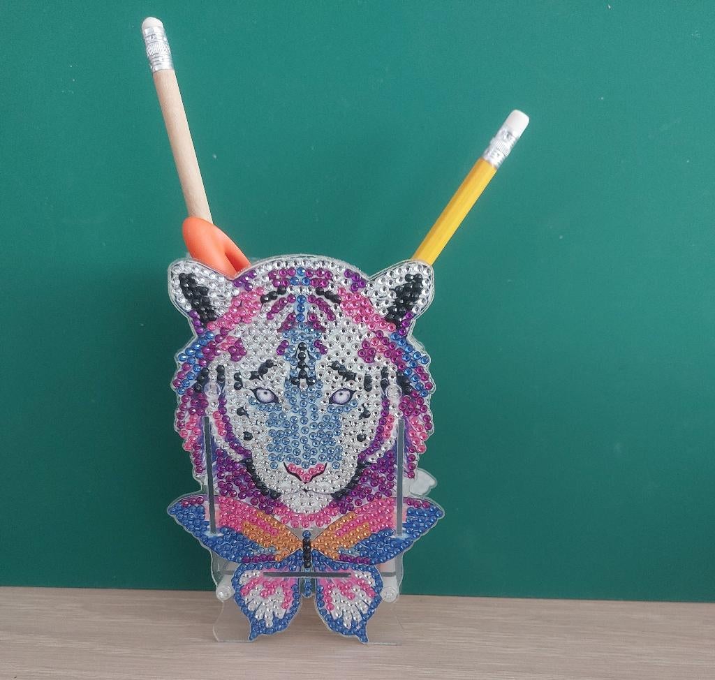 Porte-crayons en acrylique et pierres de strass "Tigre", Maison & Meubles, Enlèvement ou Envoi, Neuf