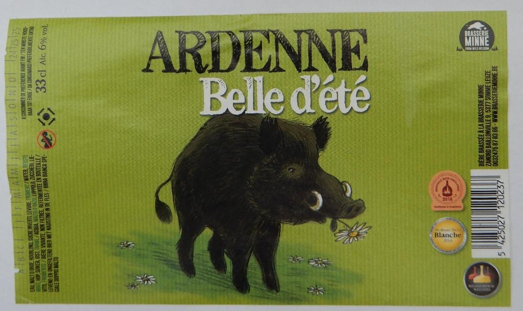 Etiquette bière Ardenne Belle d'été brasserie Minne (7s8), Enlèvement ou Envoi, Utilisé