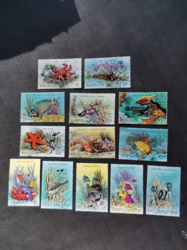 Barbuda 1987 - onderwaterfauna, vissen, schelpen, zeester *, Ophalen of Verzenden, Postfris, Midden-Amerika