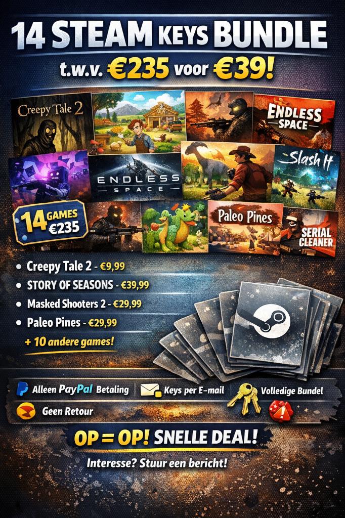 14 Steam Keys Bundle – t.w.v. €235 voor slechts €29, Consoles de jeu & Jeux vidéo, Jeux | PC, Envoi, Neuf, Autres genres