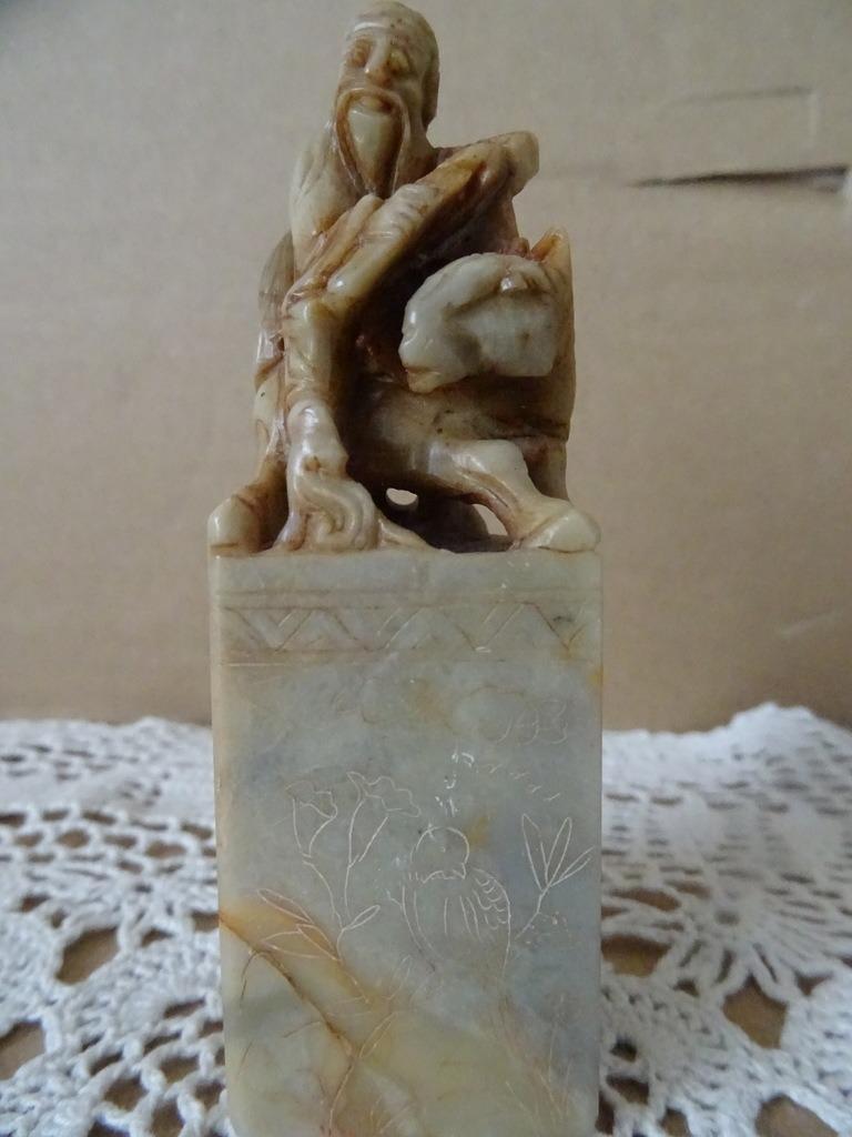 Sceau en pierre timbre de cire Japonais Shou shan Vintage ?, Antiquités & Art, Art | Art non-occidental, Brun, 9 cm, Sculpté, Autres types