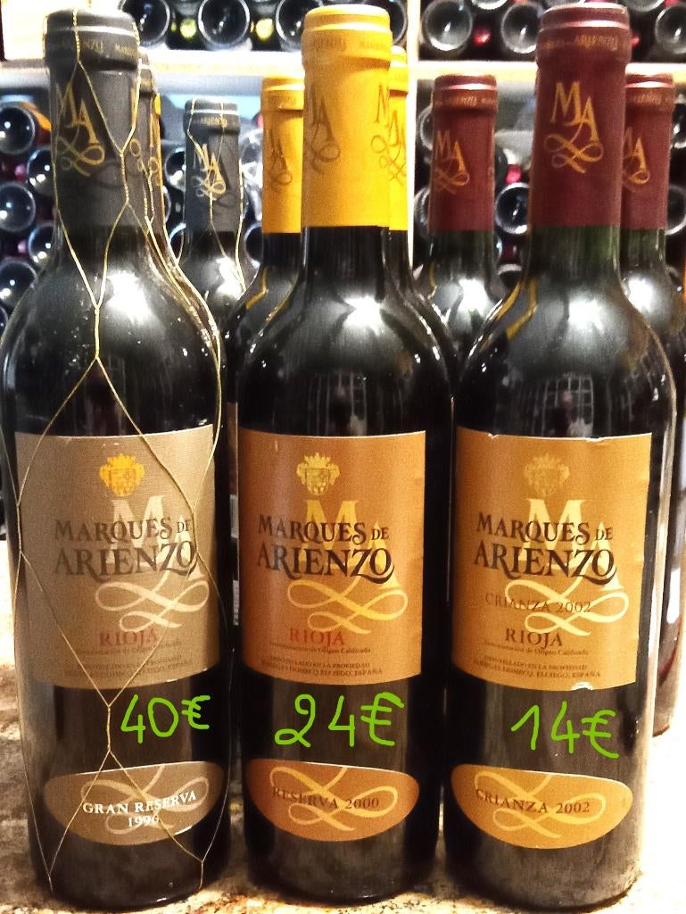 RIOJA - MARQUES DE ARIENZO - 1996 - 2000 - 2002, Collections, Vins, Neuf, Pleine, Enlèvement, Vin rouge