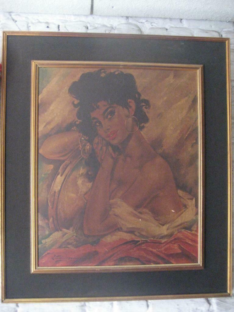 TABLEAU « La gitane » (vintage 1960), Antiquités & Art, Enlèvement