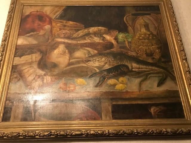 Schilderij  Stilleven vissen  L Van Der Kijn, Enlèvement