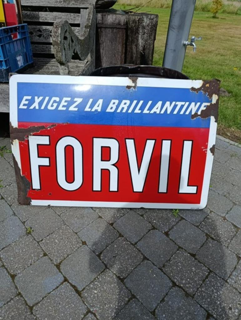 emaille reclame Forvil, Ophalen, Gebruikt, Reclamebord