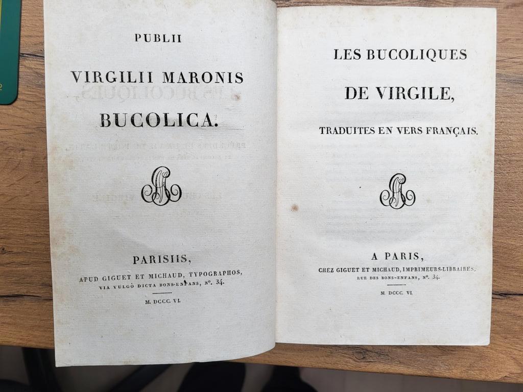 Les Bucoliques de Virgile - Giguet et Michaud - 1806, Antiquités & Art, Enlèvement ou Envoi