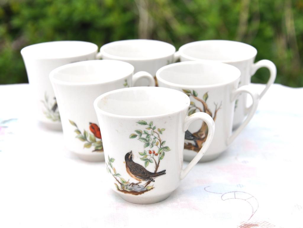 6 tasses en porcelaine villeroy et boch decor oiseaux, Enlèvement ou Envoi