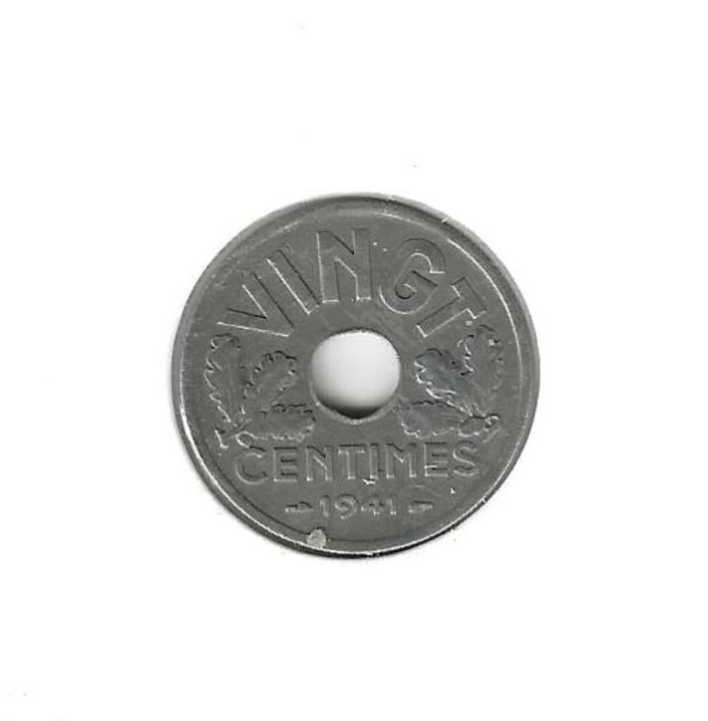 Frankrijk, 20 Centimes 1941., Ophalen of Verzenden, Frankrijk, Losse munt