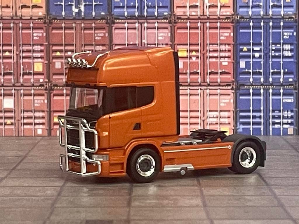Herpa Scania R09 goudbruin trekker 1:87, Ophalen of Verzenden, Zo goed als nieuw, Bus of Vrachtwagen, Herpa