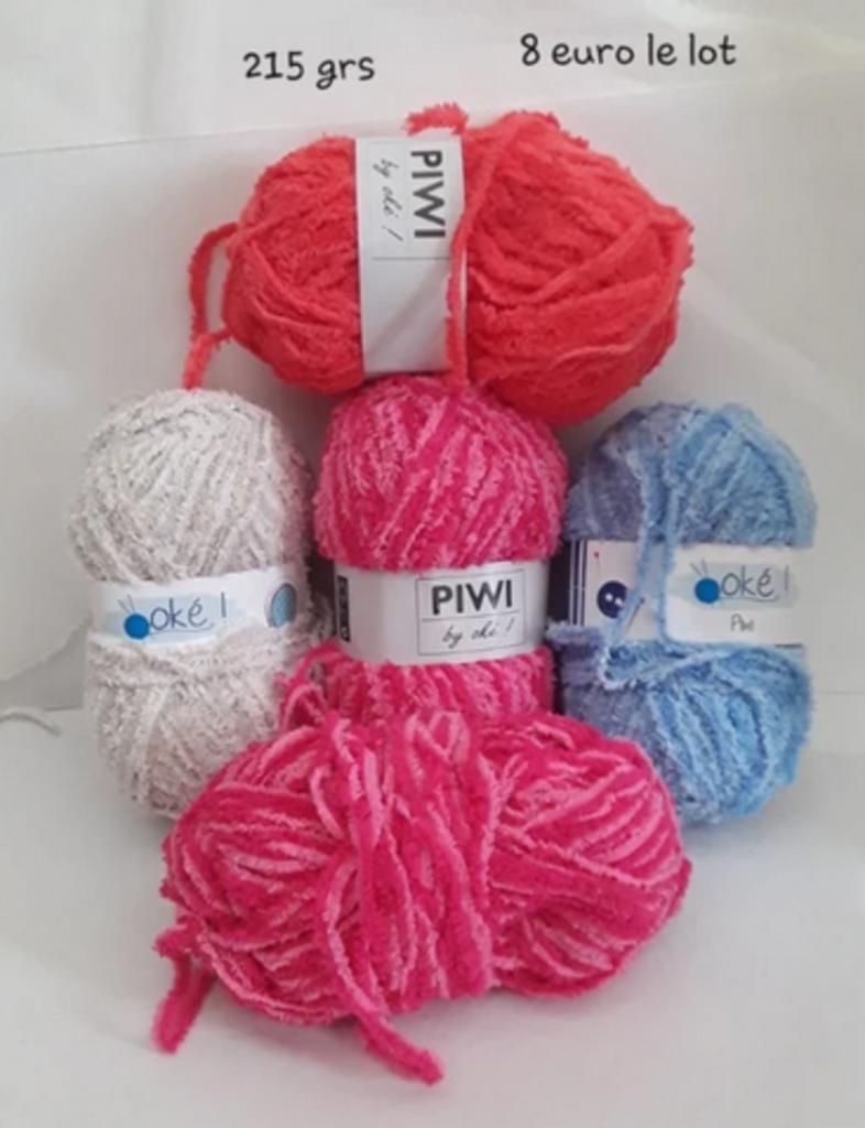 pelote de laine , piwi , by oké , lot 215 grs, Enlèvement ou Envoi, Neuf, Tricot ou Crochet, Aiguille