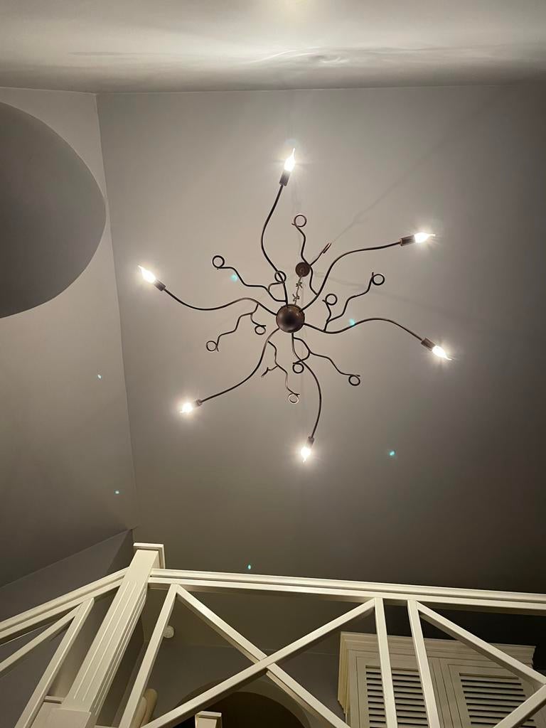 Smeedijzeren hanglamp, Ophalen, Gebruikt