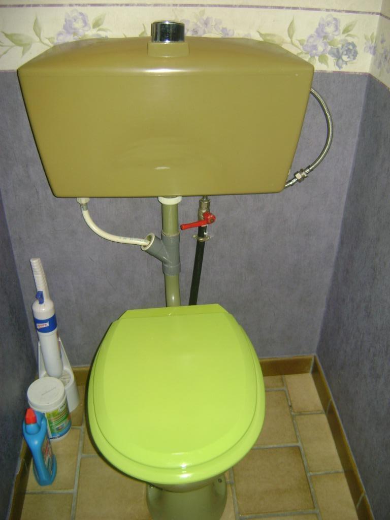 WC couleur vert avec chasse suspendue, Bricolage & Construction, Sanitaire, Enlèvement, Utilisé, Toilettes