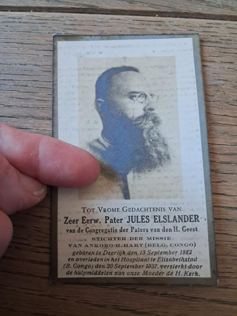 Bp missionaris in Belgisch-Congo +1937, Deerlijk 1882, Jule, Verzamelen, Ophalen of Verzenden