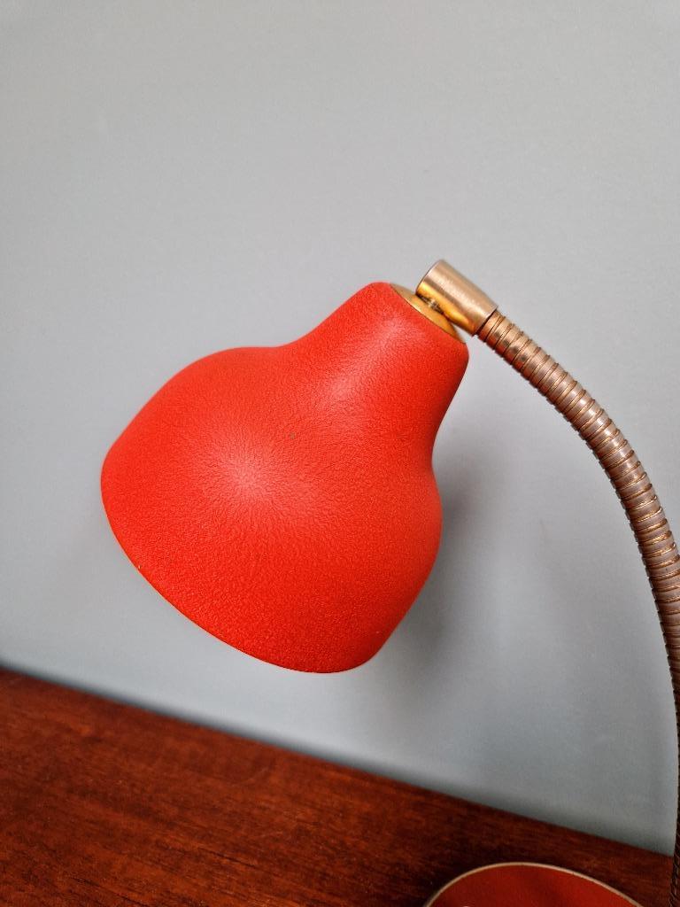 Rode scharnierende bureaulamp, jaren 50, Antiek en Kunst, Ophalen of Verzenden