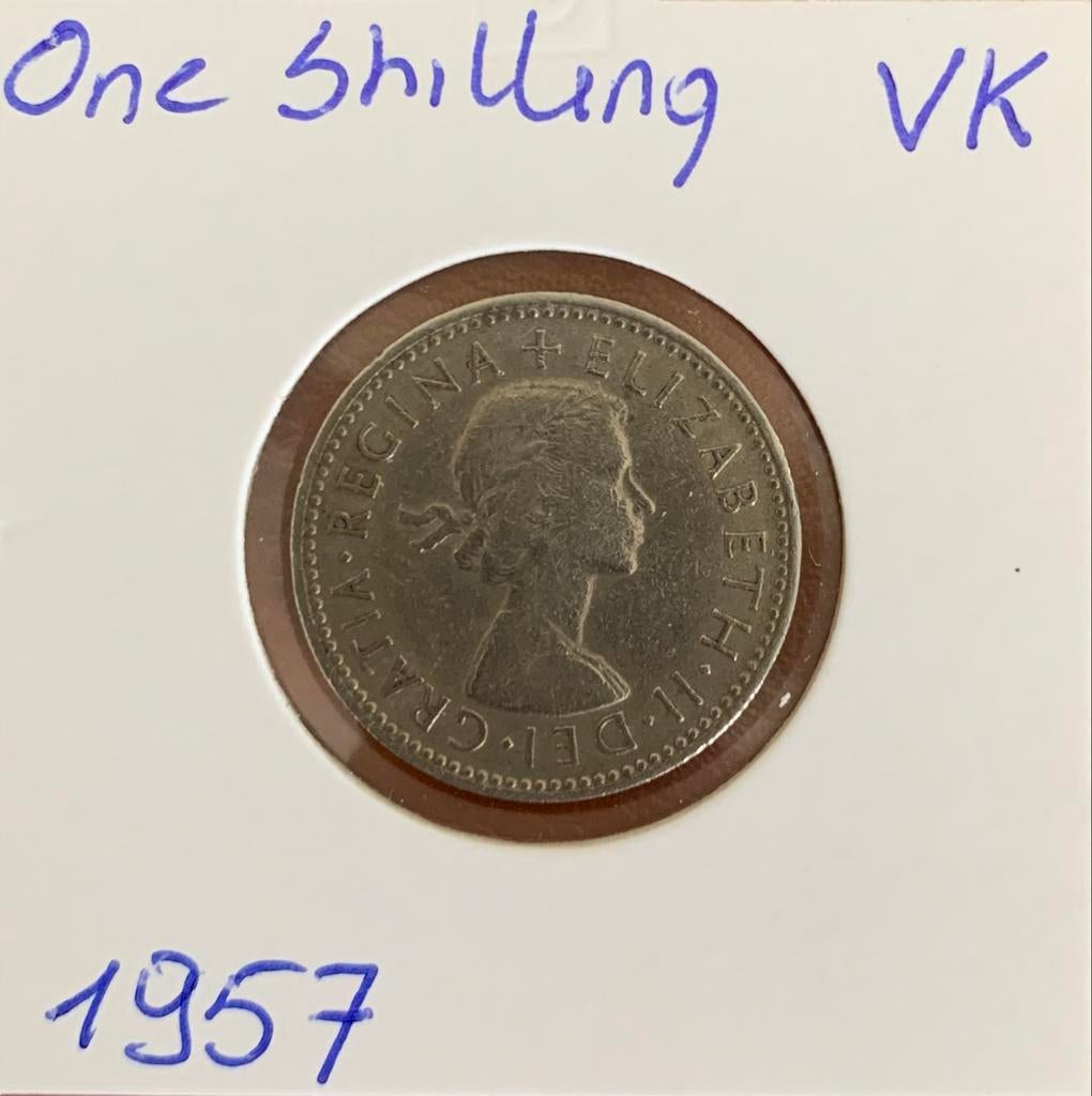 One shilling 1957 verenigd koninkrijk, Ophalen of Verzenden