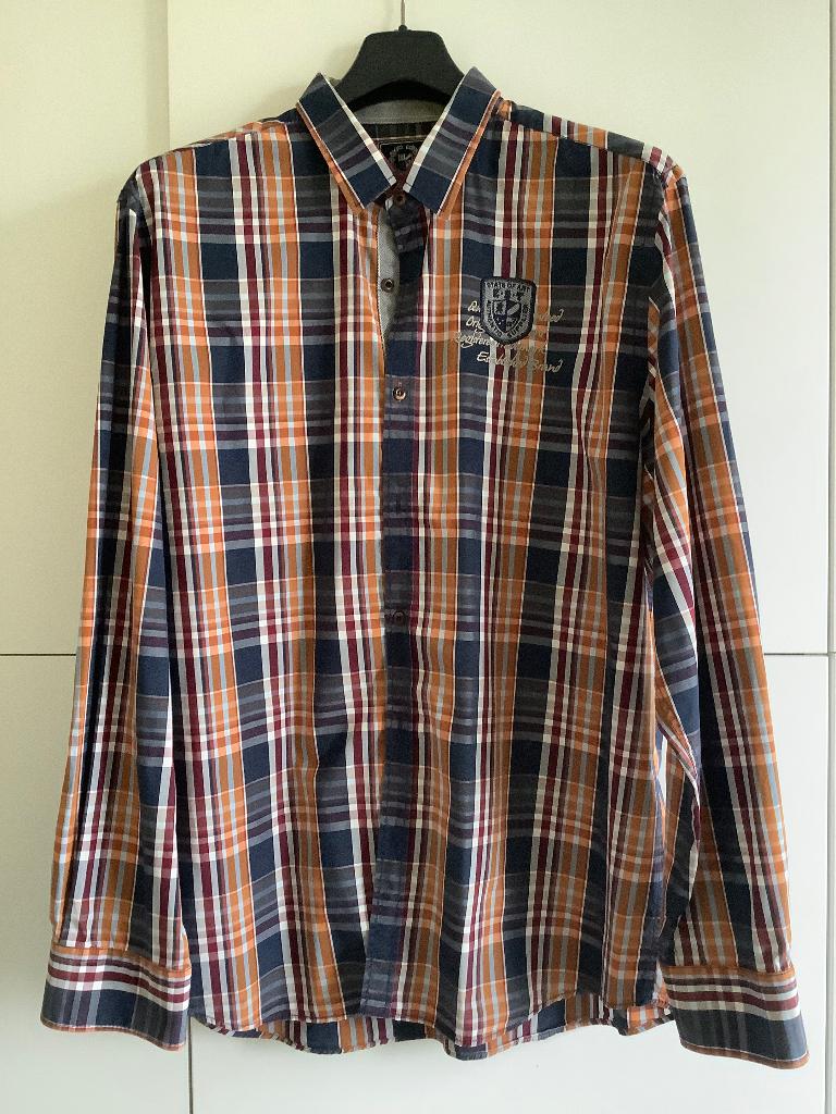 State of Art geruit hemd met lange mouw XXL, Vêtements | Hommes, Chemises, Comme neuf, Autres tours de cou, Brun, Enlèvement ou Envoi