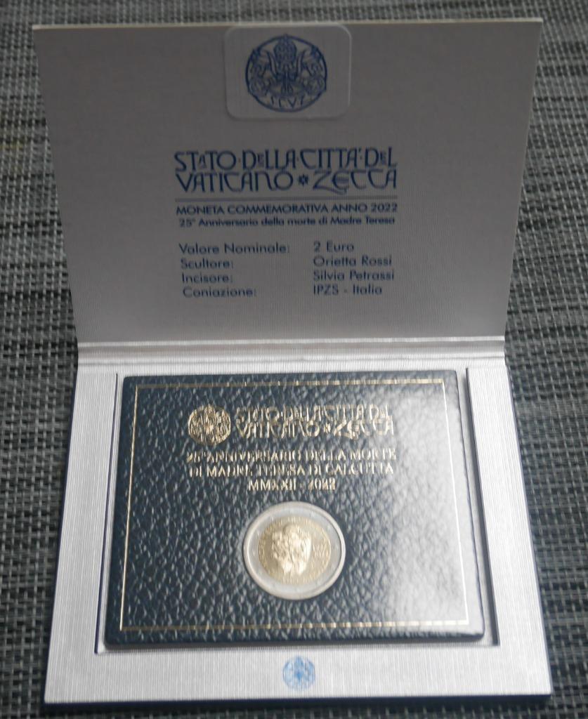 2 euro Vaticaan 2022 Moeder Teresa BU FDC, Ophalen of Verzenden, Vaticaanstad, 2 euro, Setje