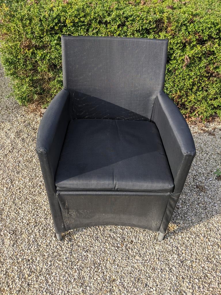 Zwarte tuinstoel in textileen( 4 ), Tuin en Terras, Tuinstoelen, Ophalen, Textileen