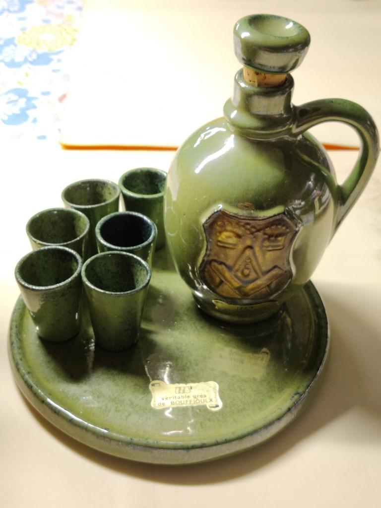 Vintage calvados set in aardewerk - Bouffioulx, Antiquités & Art, Antiquités | Céramique & Poterie, Enlèvement ou Envoi