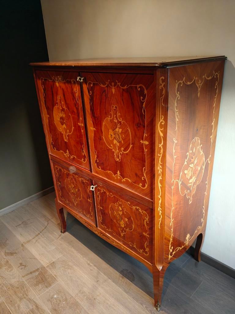 Prachtige vintage kast met fineer & inlegwerk – topstuk  !!, Ophalen