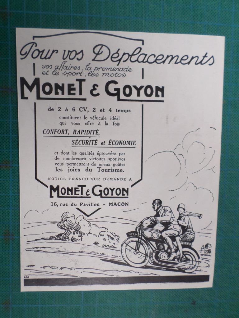 Monet & Goyon moto - publicité papier - 1927, Enlèvement ou Envoi, Utilisé, Autres types