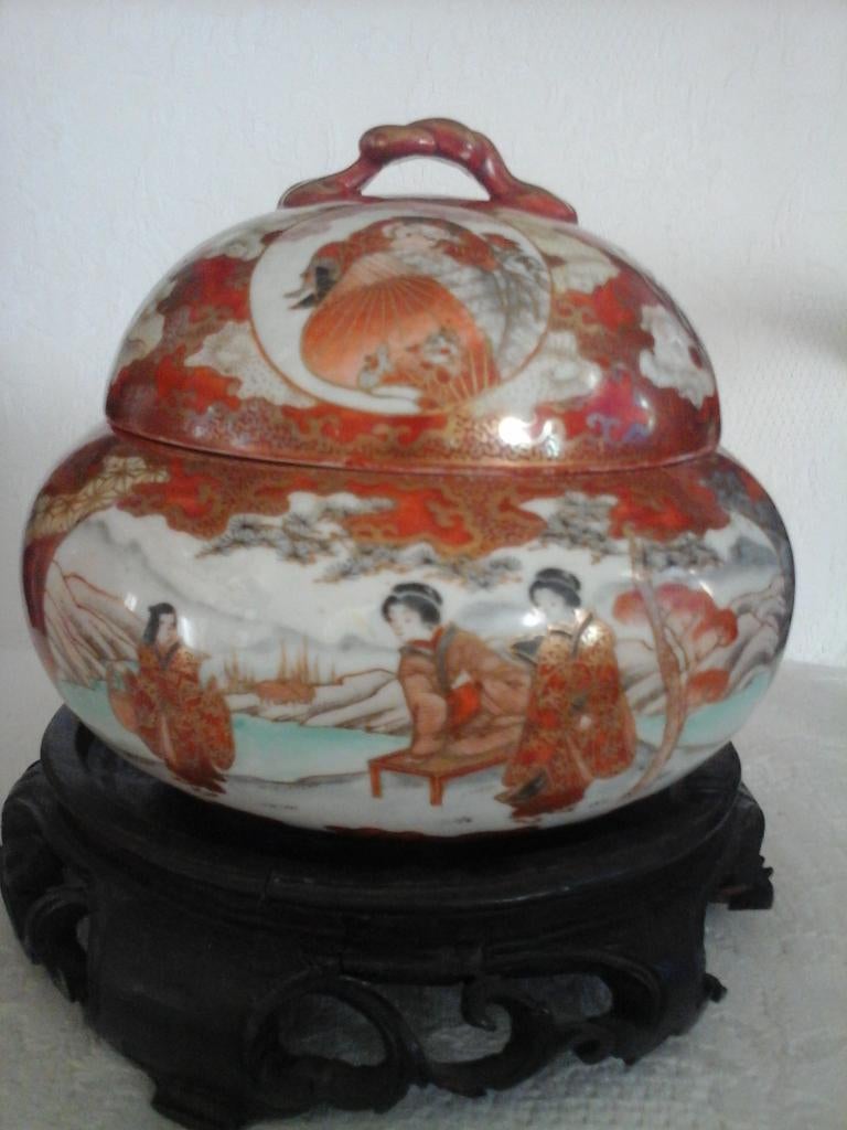 Japanse pot/pot porselein Kutani Meiji periode 1900/10, Antiek en Kunst, Ophalen of Verzenden