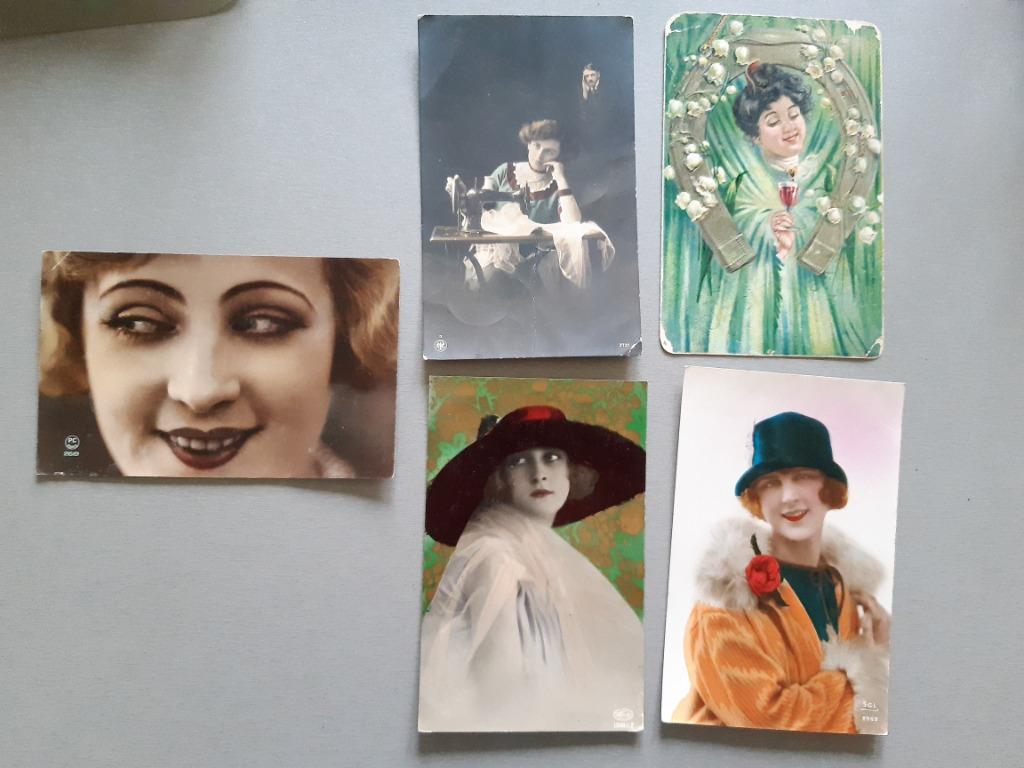 oude romantische postkaarten meiklokjes Art Deco Eiffeltoren, Ophalen of Verzenden