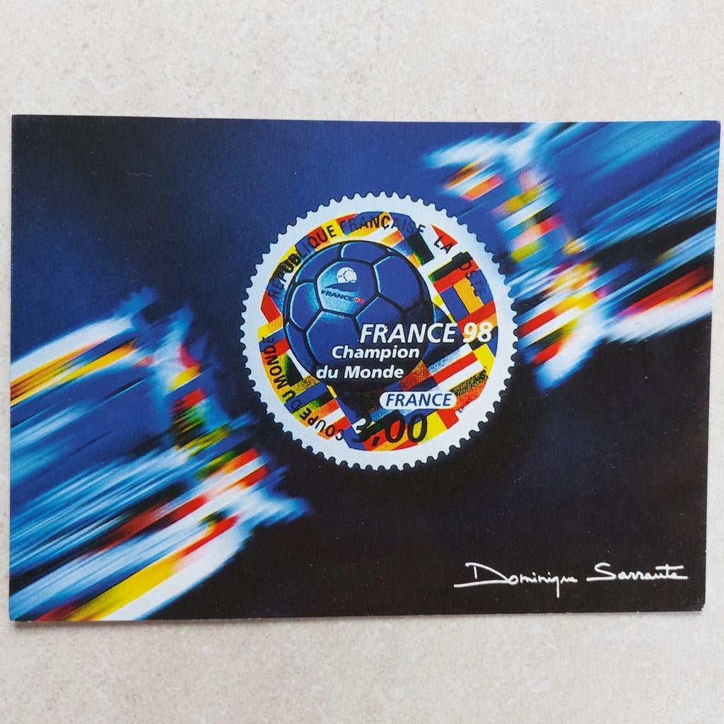 Postkaart: wereldkampioenschap voetbal 1998 - Frankrijk, Ophalen of Verzenden