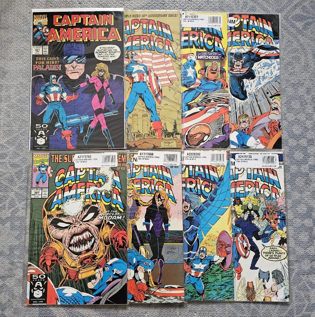 Captain America (vol.1) #381, 383 & 385-390 (1991), Boeken, Complete serie of reeks, Ophalen of Verzenden, Gelezen