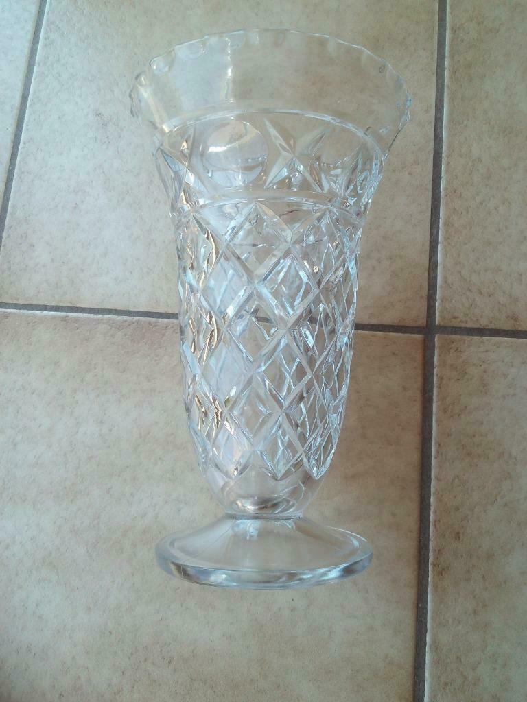 Vase à fleurs en verre hauteur 24 cm, diamètre 15 cm, Enlèvement ou Envoi, Utilisé, Verre, Moins de 50 cm