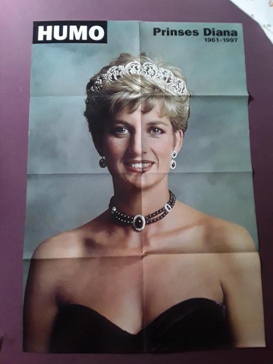 Dubbelzijdige poster Prinses Diana 1961- 1997, Verzamelen, Ophalen of Verzenden