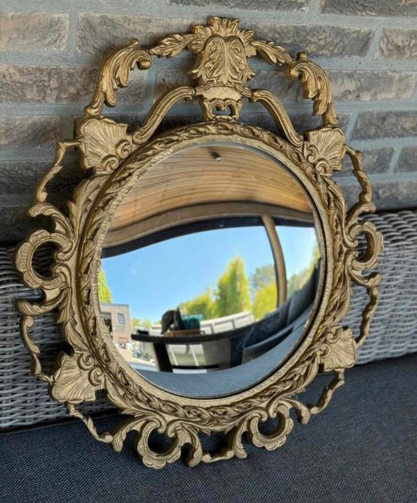 Antieke houten gebombeerde spiegel, Ophalen