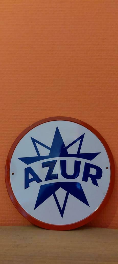 Azur : panneau publicitaire en métal embossé, Envoi, Neuf, Panneau publicitaire
