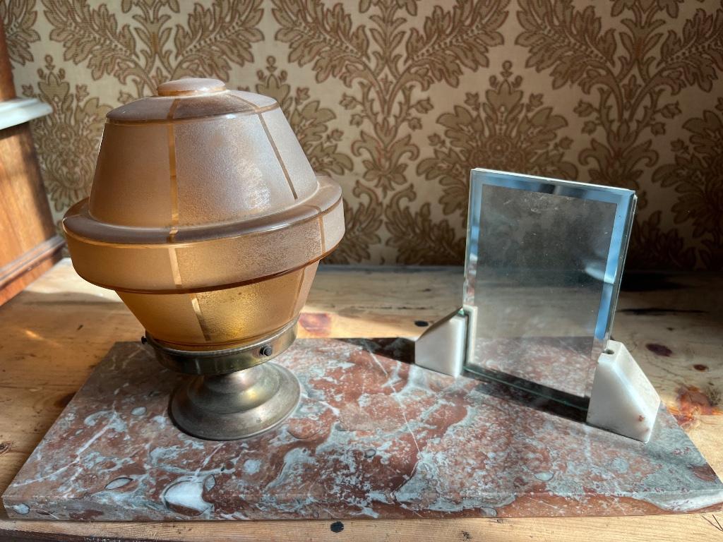 Lampe de chevet & porte photo Art Déco, Enlèvement ou Envoi