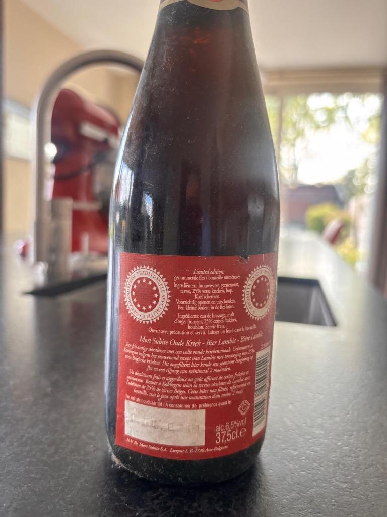 OUDE KRIEK MORTE SUBITE (2006) = nog volledig vol, Verzamelen, Biermerken, Ophalen of Verzenden, Nieuw, Flesje(s), Overige merken