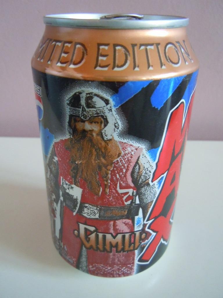 Pepsi Max leeg blik België 2002 Gimli The Lord of the Rings, Verzamelen, Merken en Reclamevoorwerpen, Ophalen of Verzenden, Gebruikt